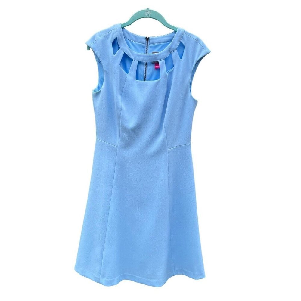 Vince Camuto Womens Dress Fit And Flare Light Blue Stretch Size 8
